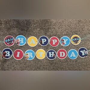 Paw Patrol Birthday Banner - Red, Blue, Yellow